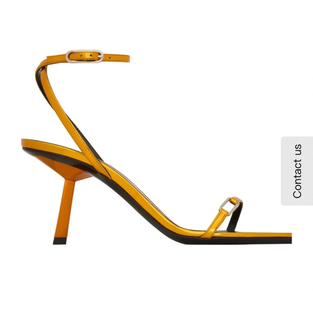 Saint Laurent Gold Orange Metallic Ankle-Strap Pointed Sandals